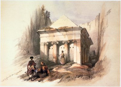 Ve Svaté zemi: Zachariášův hrob, Kidronské údolí (rytina) od David Roberts
