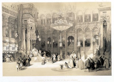 Interiér kostela Božího hrobu na zátoce, kresba vytvořená 11/04/1839 ve „Svaté zemi“, Londýn 1849 od David Roberts