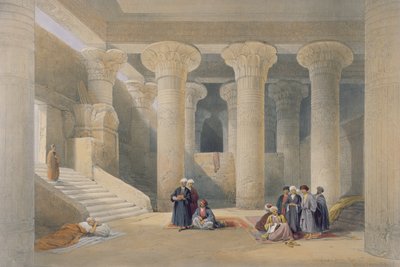 Interiér chrámu v Esně, Horní Egypt, z „Egypt a Nubie“, vyrytý Louis Haghe, publikoval v Londýně, 1838 (barevně lito) od David Roberts