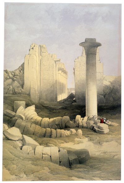 Karnak, 29. listopadu 1838": litografie podle akvarelu Davida Robertse (1796-1864), skotský malíř. Starověký Egypt Archeologie od David Roberts