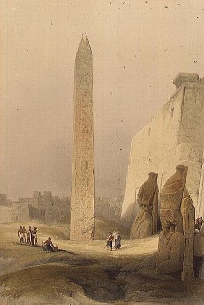 Obelisk v Luxoru, z "Egypt a Núbie", Vol.1 (litho) od David Roberts