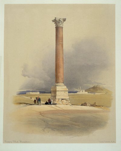 Pompeiův sloup v Alexandrii (akvarel) od David Roberts