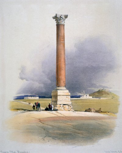 Pompeyův sloup, Alexandrie, 19. století od David Roberts