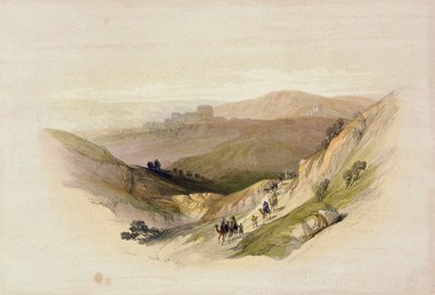 Ruiny Semua, 16. března 1839 ze svazku 1 „Svaté země“; vyryl Louis Haghe (1806-85) vydaný v Londýně, 1842 od David Roberts