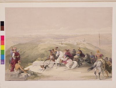 Sabaste, starověká Samaří, 17. dubna 1839, deska 44 ze svazku I „Svaté země“, vyryl hospodou Louis Haghe (1806-85). 1842 od David Roberts