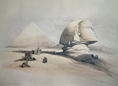 Sphynx v Gíze. Litografie od David Roberts