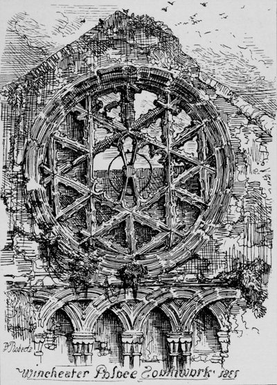 Kruhové okno haly Winchester House Winchester Palace, Southwark, 1835, 1912 od David Roberts