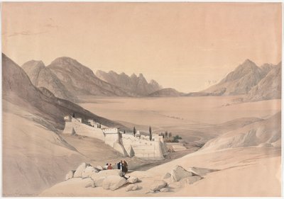 Klášter svaté Kateřiny, hora Sinaj, pohled na pláně tábora, 1839. od David Roberts