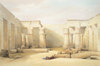 Chrám Medinet Abu v Tebe, od Davida Robertse, rytina od David Roberts
