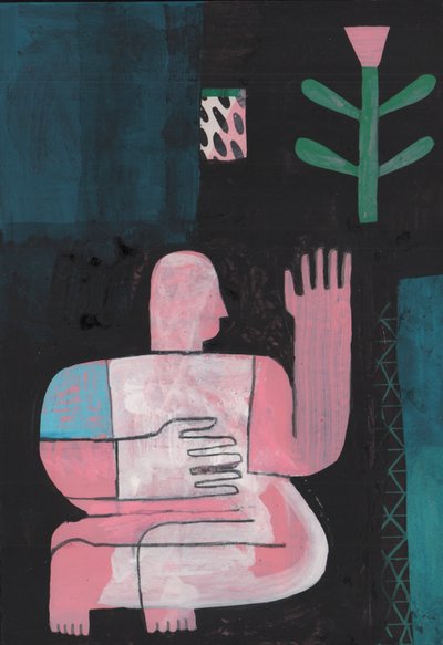 Black And Blue 1, 2023 (smíšené barvy na papíře) od David Shillinglaw