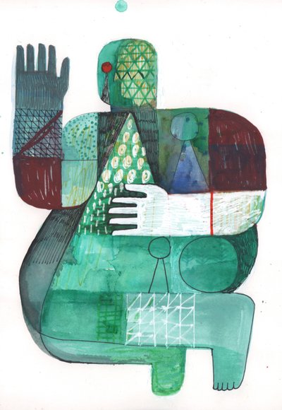Bodies of Land and Water 1, 2023 (smíšené barvy na papíře) od David Shillinglaw