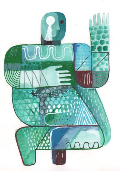 Bodies of Land and Water 2, 2023 (smíšené barvy na papíře) od David Shillinglaw