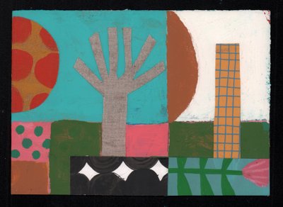 Fruit Tree Sundowner, 2023 (malba a koláž) od David Shillinglaw