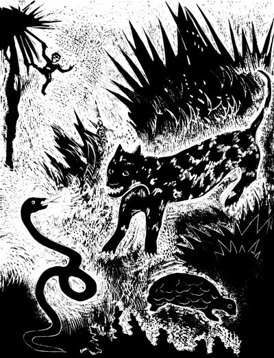 Ilustrace z knihy Just so stories..., od Rudyarda Kiplinga, 1931. od David Sterenberg