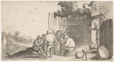 Pět farmářů kolem tuny Žánrové scény pod širým nebem (název seriálu) od David Teniers (II) (attributed to workshop of)