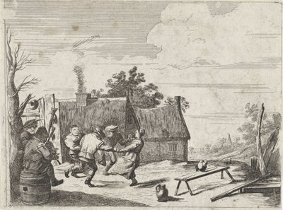 Tančící farmáři na hudbu dvou muzikantů od David Teniers (II)