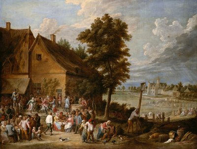 Hostina v době sklizně s domem Drij Toren v pozadí od David Teniers the Younger