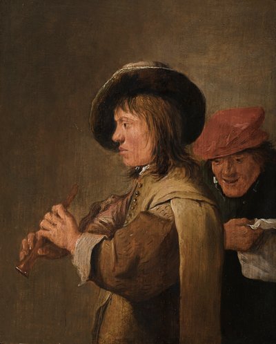 Flétnista z profilu od David Teniers the Younger