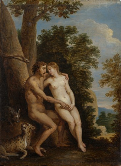 Adam a Eva v ráji, 50. léta 17. století. od David Teniers the Younger
