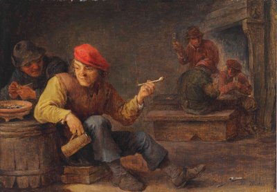 Chlapi pijí a kouří v hostinci od David Teniers the Younger
