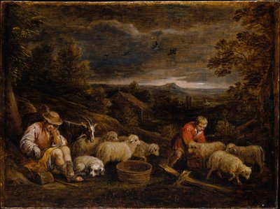 Pastýři a ovce od David Teniers the Younger