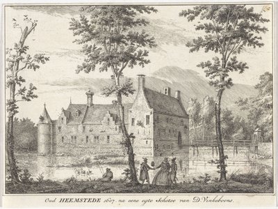 Pohled na Old Heemstede Oud Heemstede 1607. podle náčrtu egte od D. Vinkeboonse (název na objektu) od David Vinckboons (I)