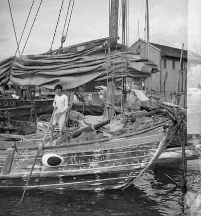 Pohled na pravobok džunky typu Swatow trader v Kowloonu v Hongkongu. od David Watkin Waters