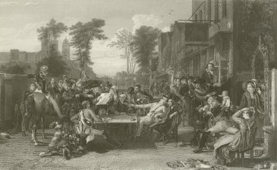 Důchodci z Chelsea čtou Věstník bitvy u Waterloo od David Wilkie