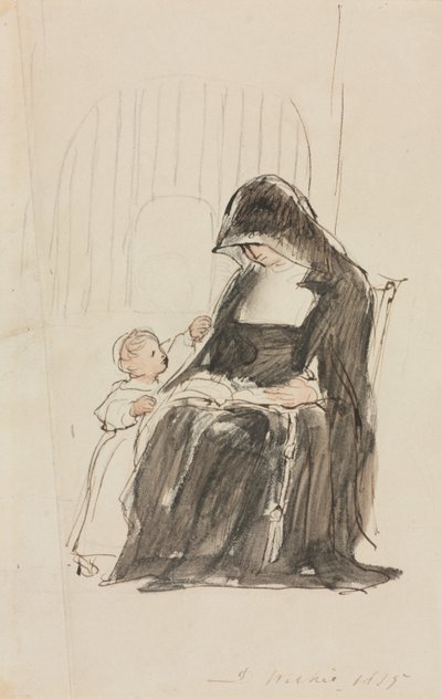 Jeptiška Čtení dítěti od David Wilkie