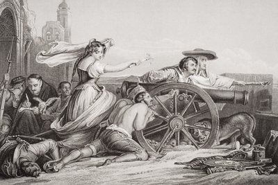 Obrana Zaragozy, 1808, z „Ilustrace anglické a skotské historie“ svazek II od David Wilkie