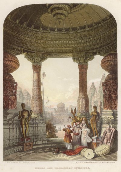 Budovy Hindoo a Mahomedan od David after Roberts