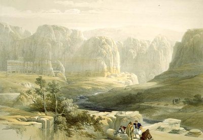 Petra při pohledu na jih, 9. března 1839, deska 106 ze svazku III Svaté země, vyryla Louis Haghe (1806-85) pub. 1849 od David after Roberts
