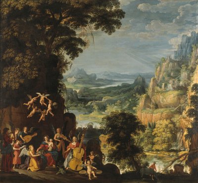 Krajina s útěkem do Egypta, cca 1610-40 (olej na dubu) od David Teniers the Elder
