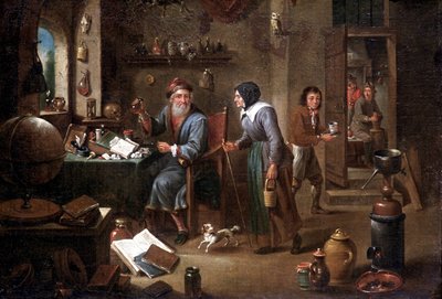 Kancelář alchymisty (olej na plátně) od David the Elder Teniers