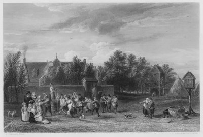 Village Fete, z obrázku v královské sbírce (rytina) od David the Younger (after) Teniers