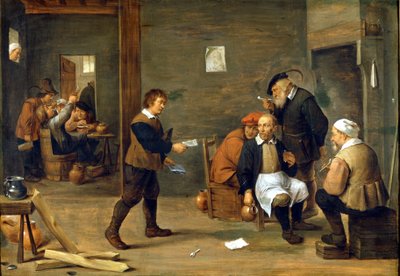 Skupina mužů se vyhřívá před komínem. Obraz Davida Tenierse dit Le Jeune (1610 - 1690) Milán, Museo del castello. od David Teniers the Younger