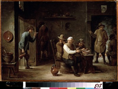 V Taverně. Obraz Davida Teniera mladšího (1610-1690). Olej na dřevě, 36,2 x 52,6 cm, kolem 1640. Vlámská škola, barokní umění. Puškinovo muzeum výtvarných umění, Moskva. od David Teniers the Younger