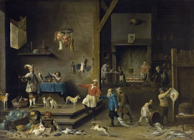 Kuchyně - David Teniers, mladší (1610-1690). Olej na plátně od David Teniers the Younger