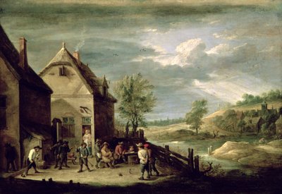 Rolníci hrají koule (olej na plátně) od David Teniers the Younger