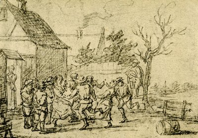 Rolníci tančí před domem od David Teniers the Younger