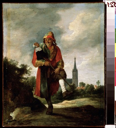 Blázen (Blázen). Obraz Davida Tenierse mladšího (1610-1690). Olej na plátně, 35 x 29 cm, kolem roku 1640. Vlámské umění, barokní umění. Puškinovo muzeum výtvarných umění, Moskva. od David Teniers the Younger
