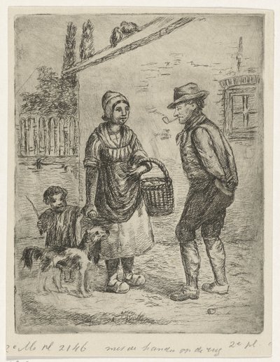 Farmář a farmářova žena na farmě od David van der Kellen