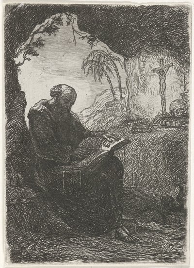 Mnich v jeskyni od David van der Kellen
