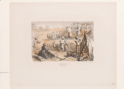 Sklizeň na polích, 13. století vesničané. (13. století) (název na předmětu) od David van der Kellen