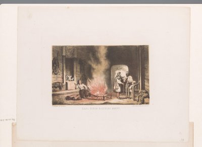 Interiér saského statku Hall of a Saxische Hoeve (název na objektu) od David van der Kellen