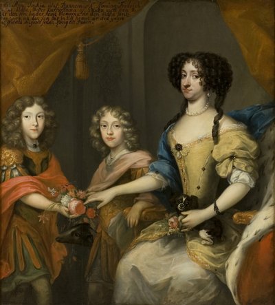 Anna Sofia, princezna Dánska, kurfiřka Saska, se svými syny Johannem Georgem a Friedrichem Augustem, kolem roku 1680 od David von Krafft