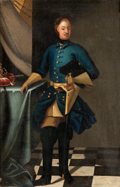 Portrét švédského krále Karla XII. (1682-1718) - Malba Davida von Kraffta (1655-1724), olej na plátně, cca 1716, 46,5x30,5 cm - Portrét švédského krále Karla XII., Olej na plátně od David von Krafft - Soukromá sbírka od David von Krafft
