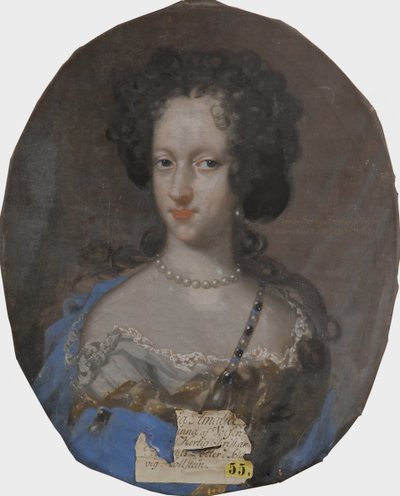 Sophie Amalie ze Schleswig Holstein Gottorp, princesse dano norvegienne - Portrét princezny Sophie Amalie z Holstein-Gottorp (1670-1710), vévodkyně z Brunswick-Lueneburgu, od Kraffta, Davida, von (1655-1724). Olej na plátně. Rozměr: 69 x 56 cm. národním od David von Krafft