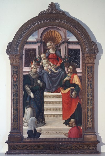 Madona s dítětem se svatým Ludvíkem z Toulouse, Janem Evangelistou a dárci od Davide Ghirlandaio