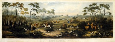 Lov na lišku, deska 1, ryl Thomas Sutherland (1785-1838) 1817 (barevně lito) od Dean Snr. (after) Wolstenholme